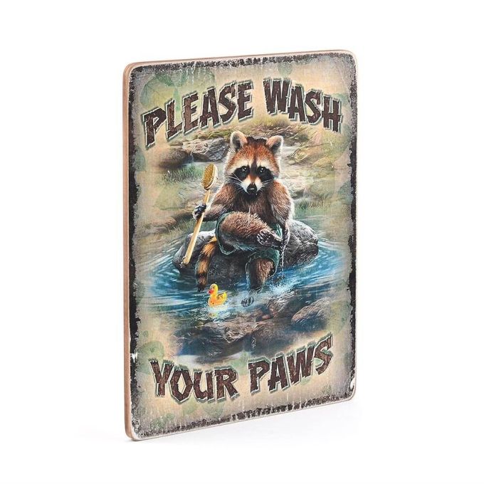 Дерев'яний постер "Please Wash Your Paws"