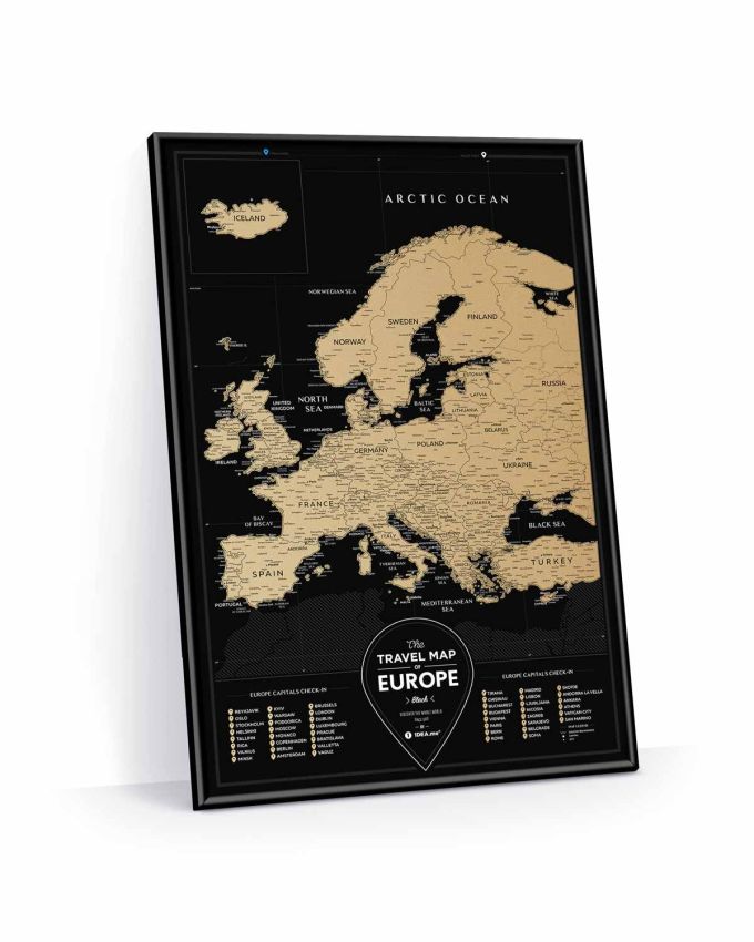 Скретч Карта Європи чорна Travel Map Black Europe