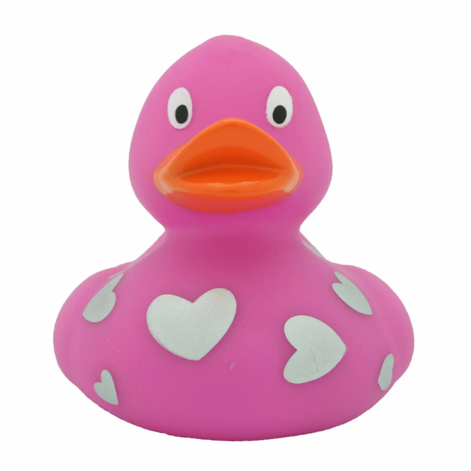Качка FunnyDucks Рожева в білих сердечках